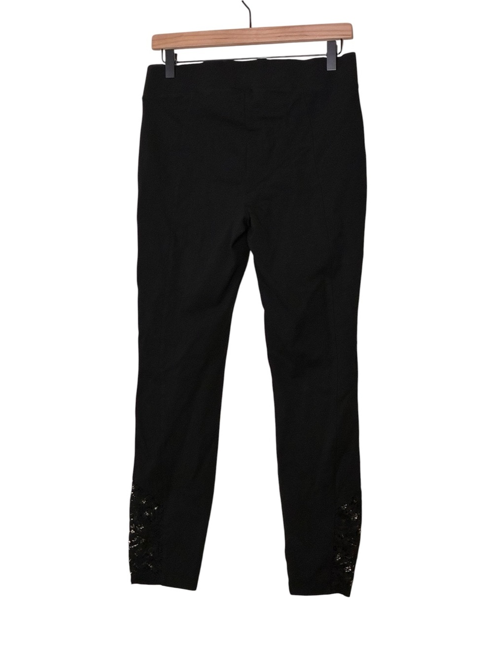 Thalia Sodi | Black sleek crochet trim skinny leggings pants size medium - Picture 8 of 13
